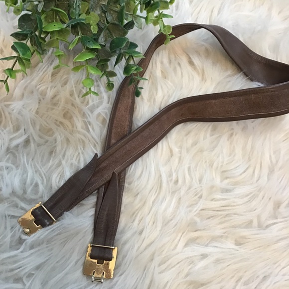 Vintage Brown Leather Belt with Gold Hardware - Picture 4 of 4